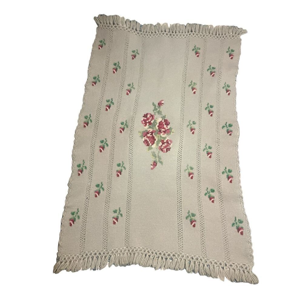 Vintage throw floral pattern handmade